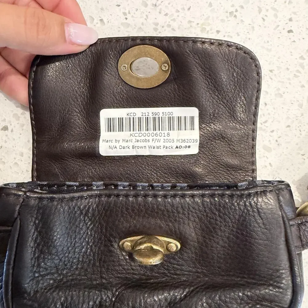 Vintage Marc By Marc Jacobs Dark Brown Leather Waist Pack Belt Bag Y2K 2000s